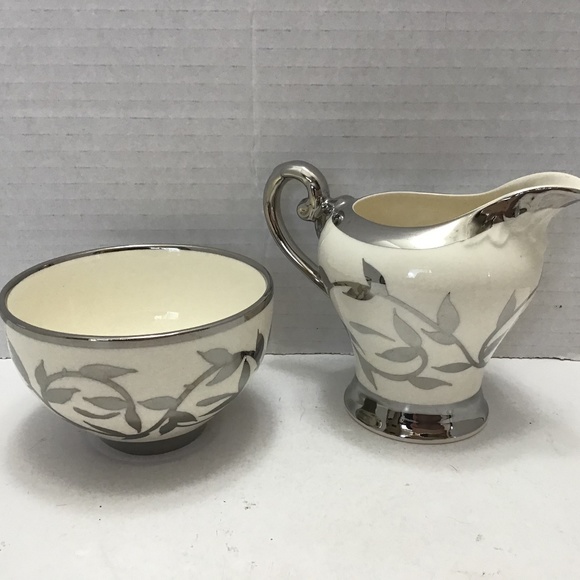 Myott, Sons and Co. Old Silver Lustre Cream and Sugar Bowl, 1505F - Picture 1 of 5